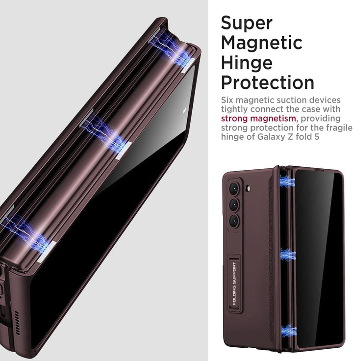 Miimall Kompatibel mit Samsung Galaxy Z Fold 5 Hülle mit Displayschutz Anti-Peeping+Magnetischer Sch
