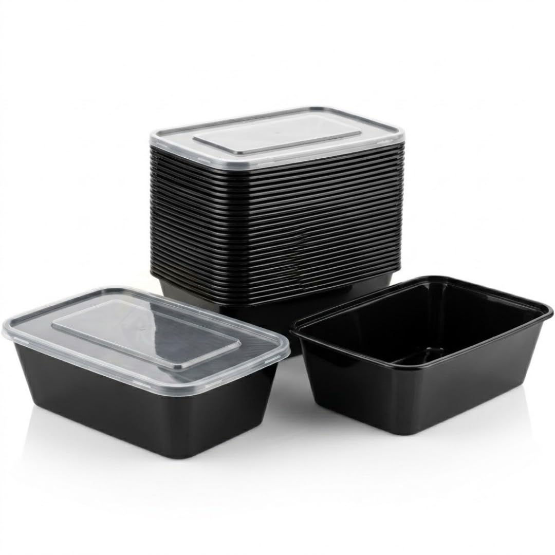 KURTT 100 Stück, Mealprep-Behälter, Mahlzeitsbehälter, Mikrowellenschalen mit Deckeln, Frischhaltebe
