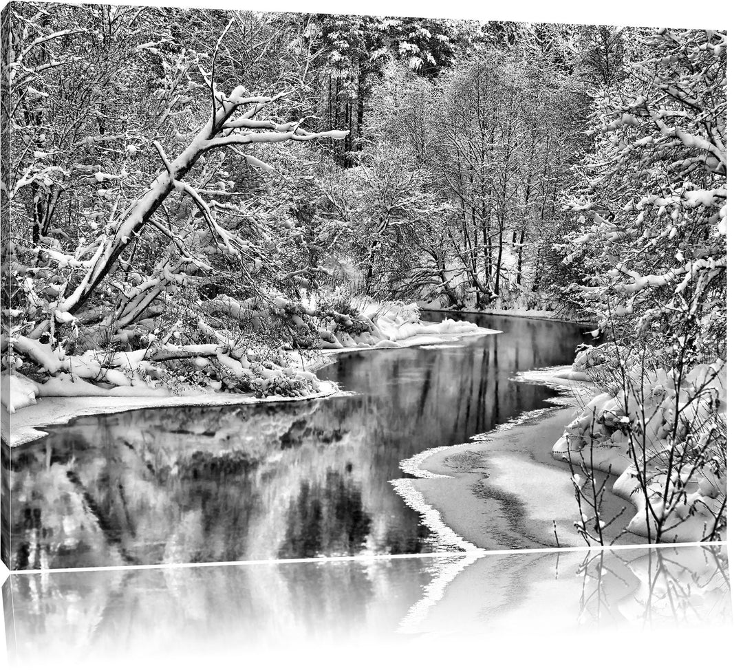 Pixxprint Atemberaubende Winterlandschaft als Leinwandbild/Grösse: 100x70 / Wandbild/Kunstdruck/fert