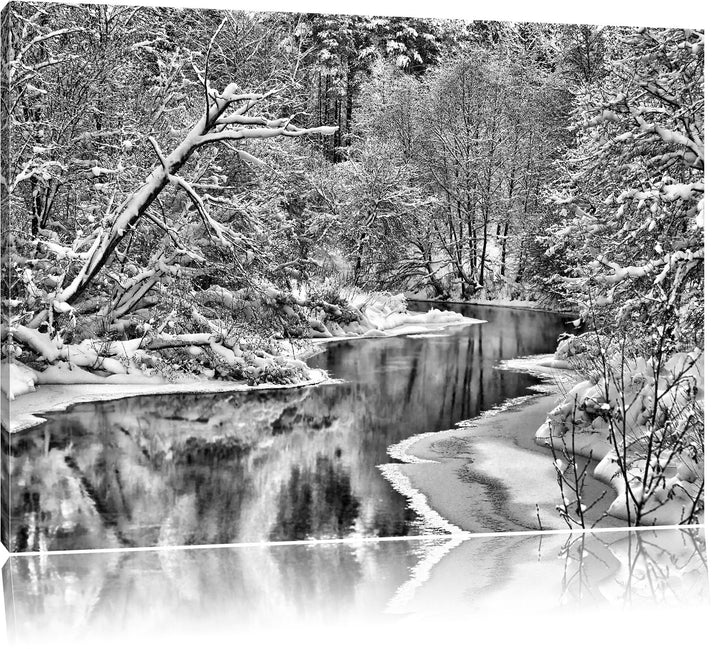 Pixxprint Atemberaubende Winterlandschaft als Leinwandbild/Grösse: 100x70 / Wandbild/Kunstdruck/fert