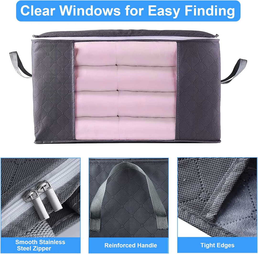 Withosent 6 Stück 90L Grosse Aufbewahrungstasche Schrank Organizer Set, Faltbare Kleideraufbewahrung