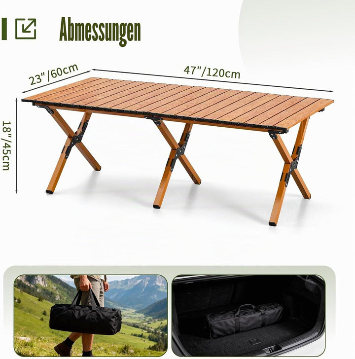 Camping-Tisch, Picknick-Tisch, Klappbar mit Aufbewahrungstasche, Tragbar, Geeignet für Camping, Pick