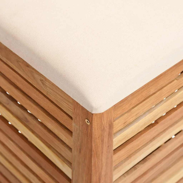 Badhocker 40,5x40,5x56 cm aus massivem Nussbaumholz mit Stauraum, Wäschekorb, Sitzgelegenheit und Au