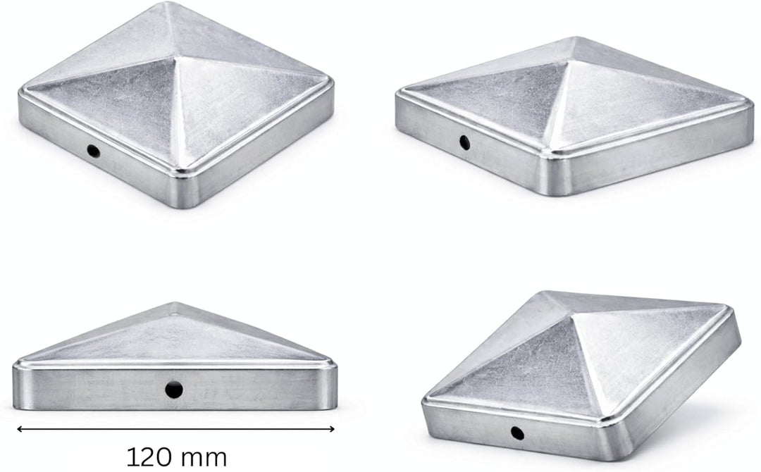 FeNau 10er Set Pfostenkappe 12x12 cm verzinkt - Carport Balken Pyramide inkl. 20 Schrauben Stahl, ve