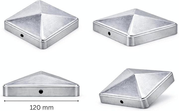 FeNau 10er Set Pfostenkappe 12x12 cm verzinkt - Carport Balken Pyramide inkl. 20 Schrauben Stahl, ve