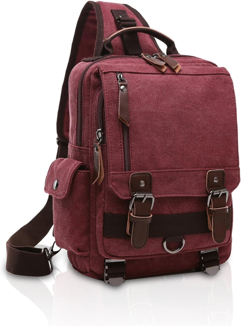 FANDARE Herren Rucksack aus atmungsaktivem Segeltuch Rot A, Rot A