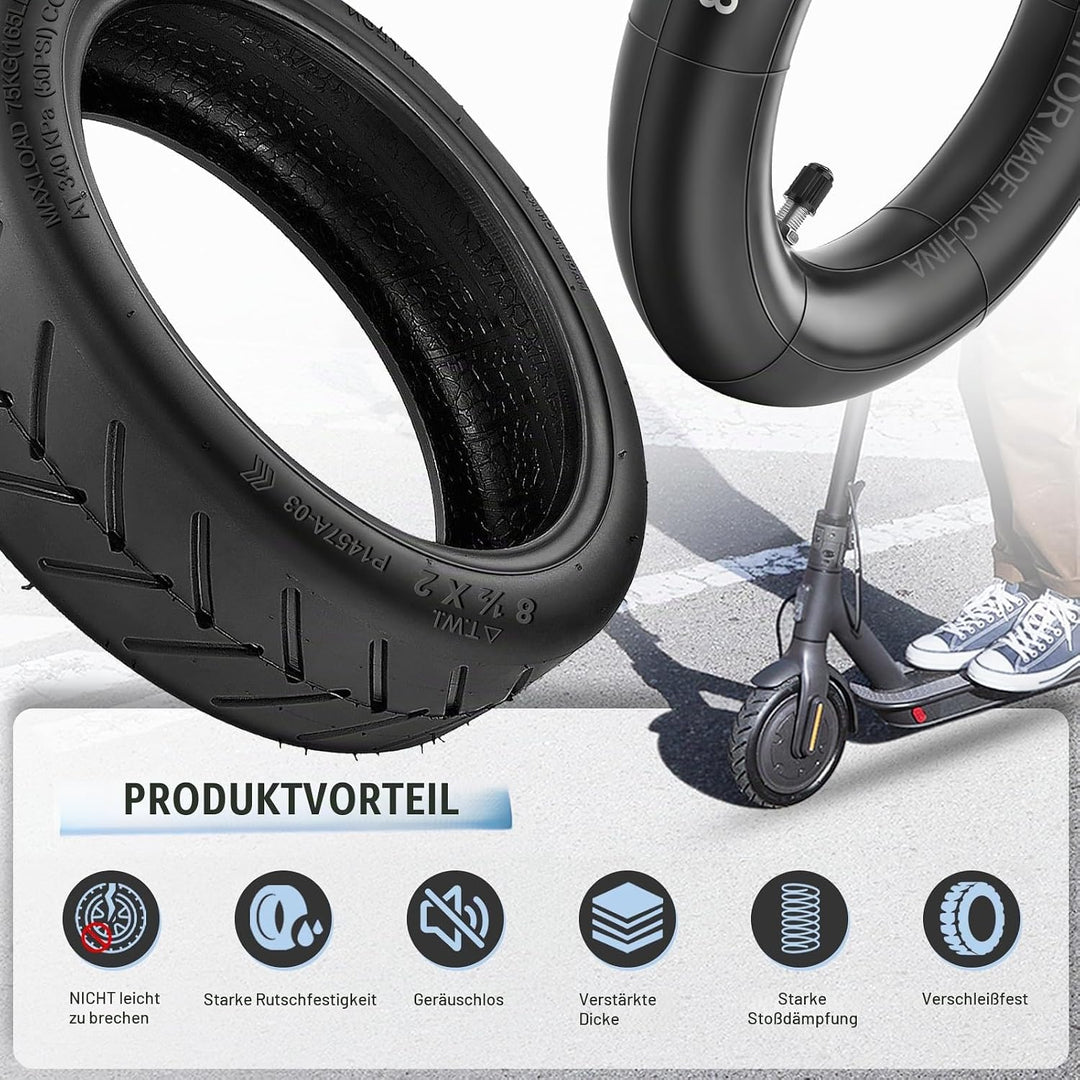 E-Scooter-Reifen 50/75-6.1, verdickt &amp; verschleissfest, 8,5 Zoll für Xiaomi Pro 2 M365 Pro 1S Mi3, 2