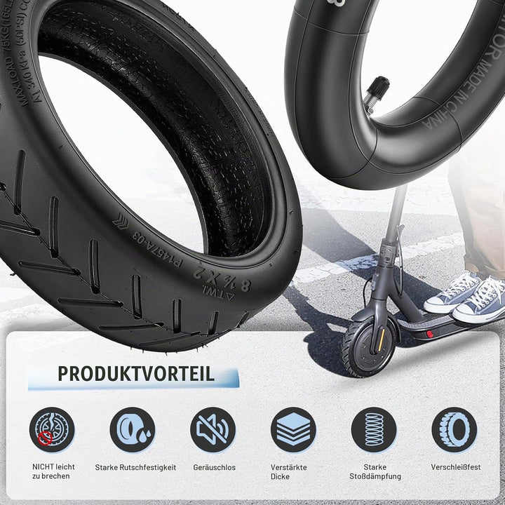 E Scooter Reifen 8 1/2 x2 Schlauch für Xiaomi Pro 2/Pro/M365/1S/Mi 3, 50/75-6.1 Reifen und Schlauch