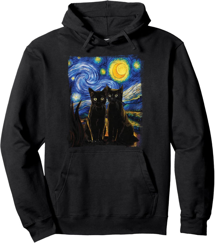 Starry Night Vincent van Gogh berühmte Malerei Schwarze Katzen Pullover Hoodie