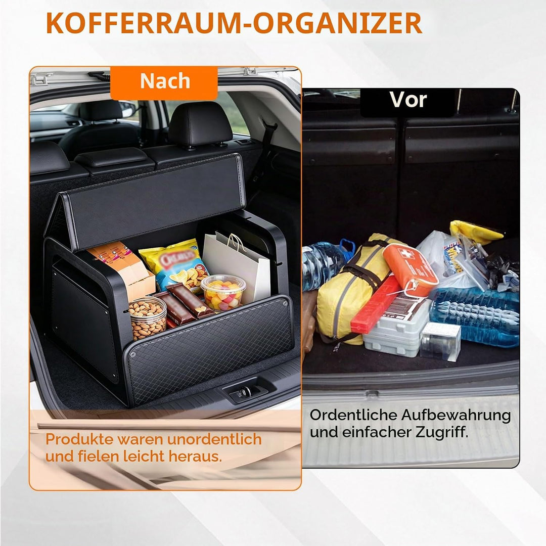 Auto Kofferraum Organizer Kleine Aufbewahrungsbox Auto Tasche Kofferraum mit Deckel PU-Leder&amp; PP-Wab