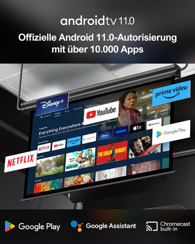 ULTIMEA Beamer Android TV 11.0 mit NETFLIX 10.000+ Apps, True 4K Heimkino Beamer Unterstützung 1000