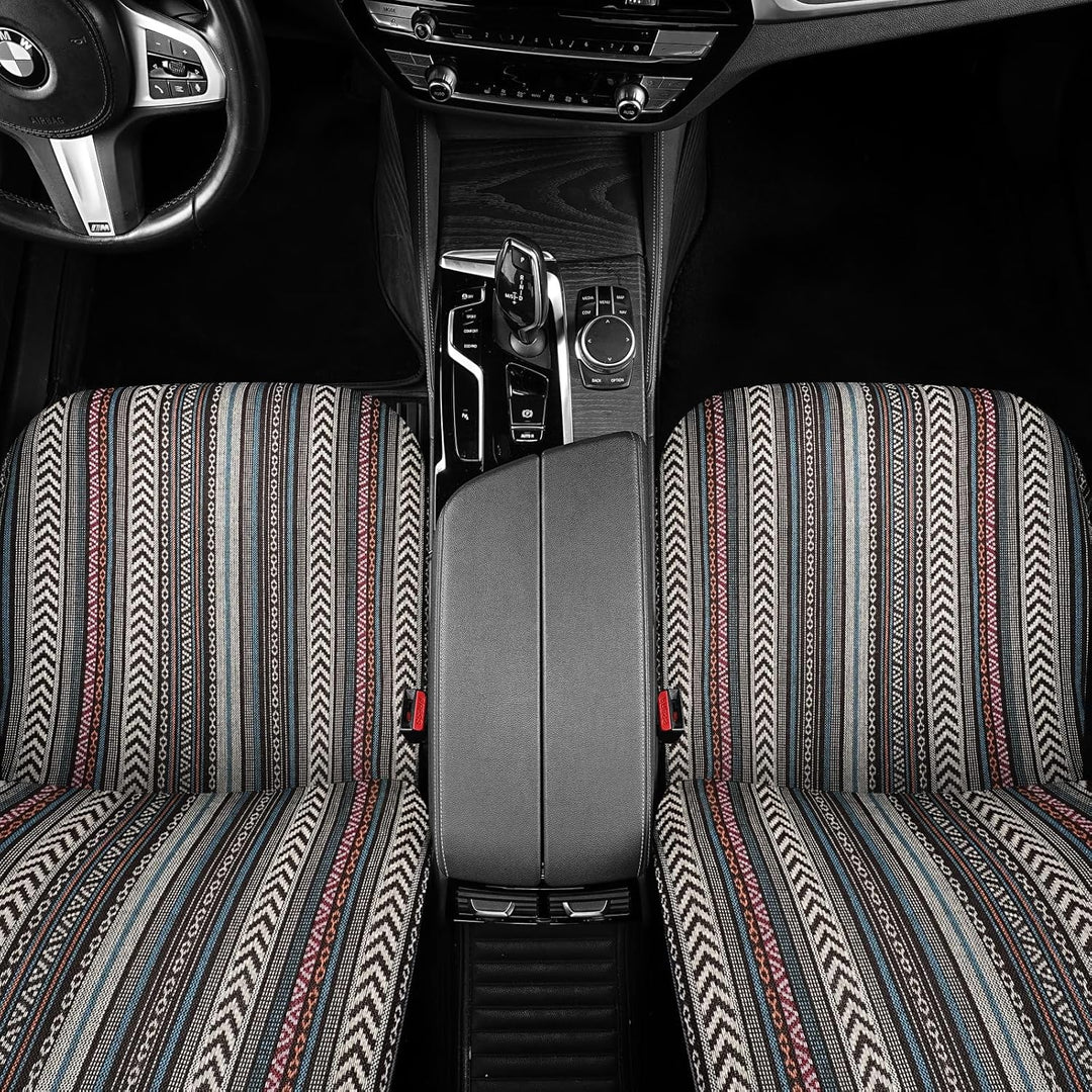 Auto-Sitzbezüge Vordersitze Baja Boho Stil,Sitzbezug Set Universal für Fahrersitz und Beifahrer Zube