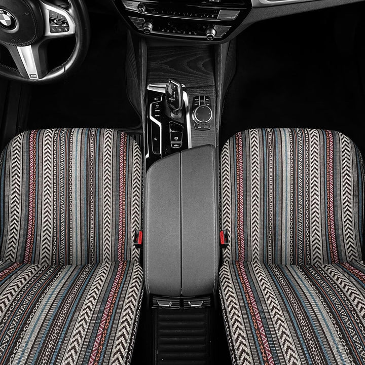 Auto-Sitzbezüge Vordersitze Baja Boho Stil,Sitzbezug Set Universal für Fahrersitz und Beifahrer Zube