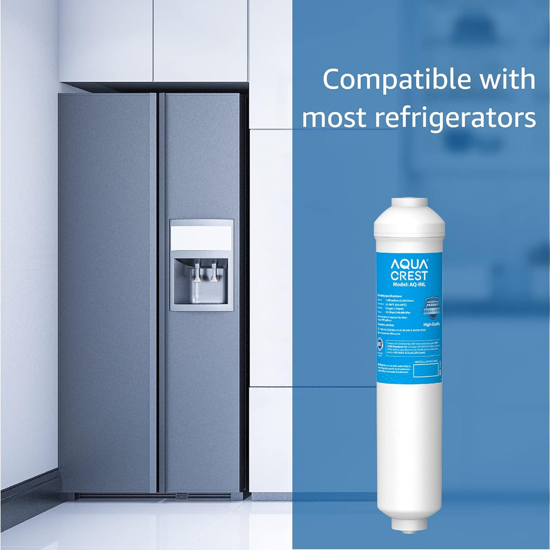 Aquacrest 5 Jahre Kapazität – Inline-Wasserfilter für Kühlschrank mit 1/4-Zoll-Direktanschluss-Armat
