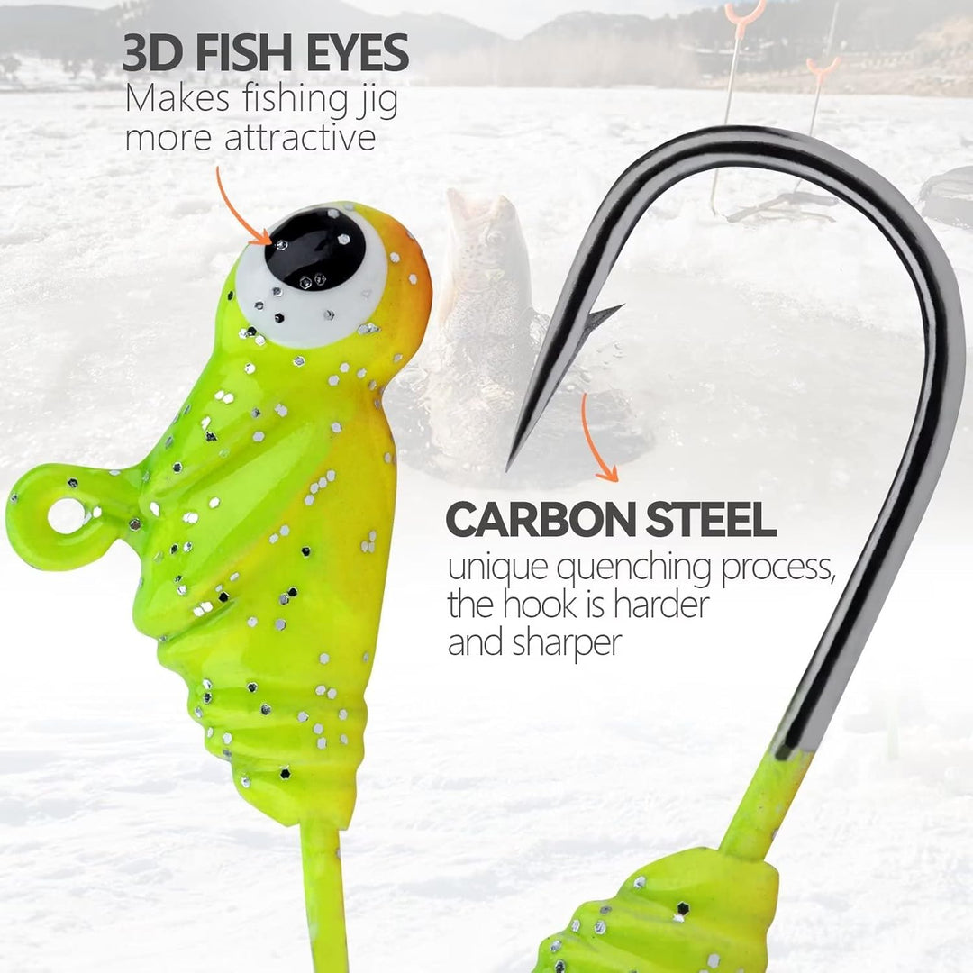 THKFISH Eisangeln Jigs Kit Eisangeln Köder für Zander Barsch Jigs Köpfe zum Eisangeln Tackle Panfish