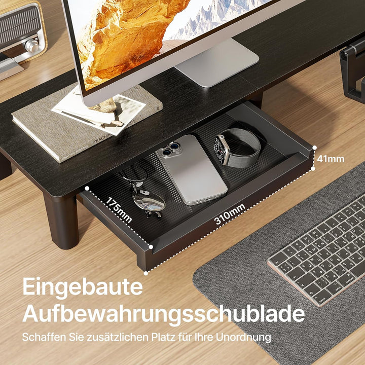 PEGZONE Monitor Stand Riser für Schreibtisch, ergonomischer Computer-Steiger mit Aufbewahrungs-Tasch