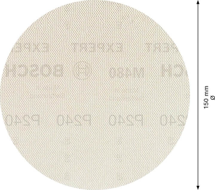Bosch Accessories 50x Expert M480 Schleifnetz (für Hartholz, Farbe auf Holz, Ø 150 mm, Körnung 240,