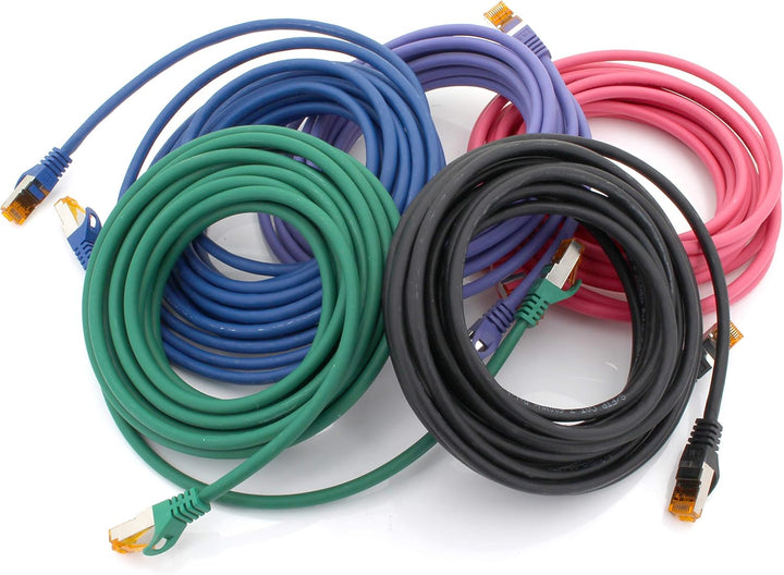 1aTTack.de 5m - Cat.7 Netzwerkkabel 5-Farben 02-5 Stück Gigabit Ethernet LAN Kabel 10000 Mbit s Patc