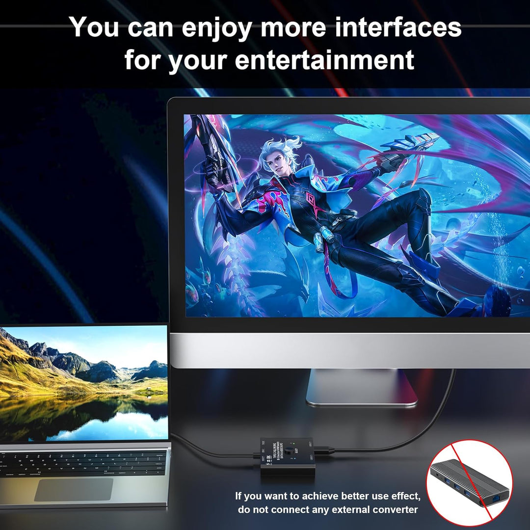 USB C Switch 2 PC 8K@60Hz 4K@120Hz, Bidirektionaler USB C Switcher für 2 PCs, 2 in 1 out/1 in 2 out,