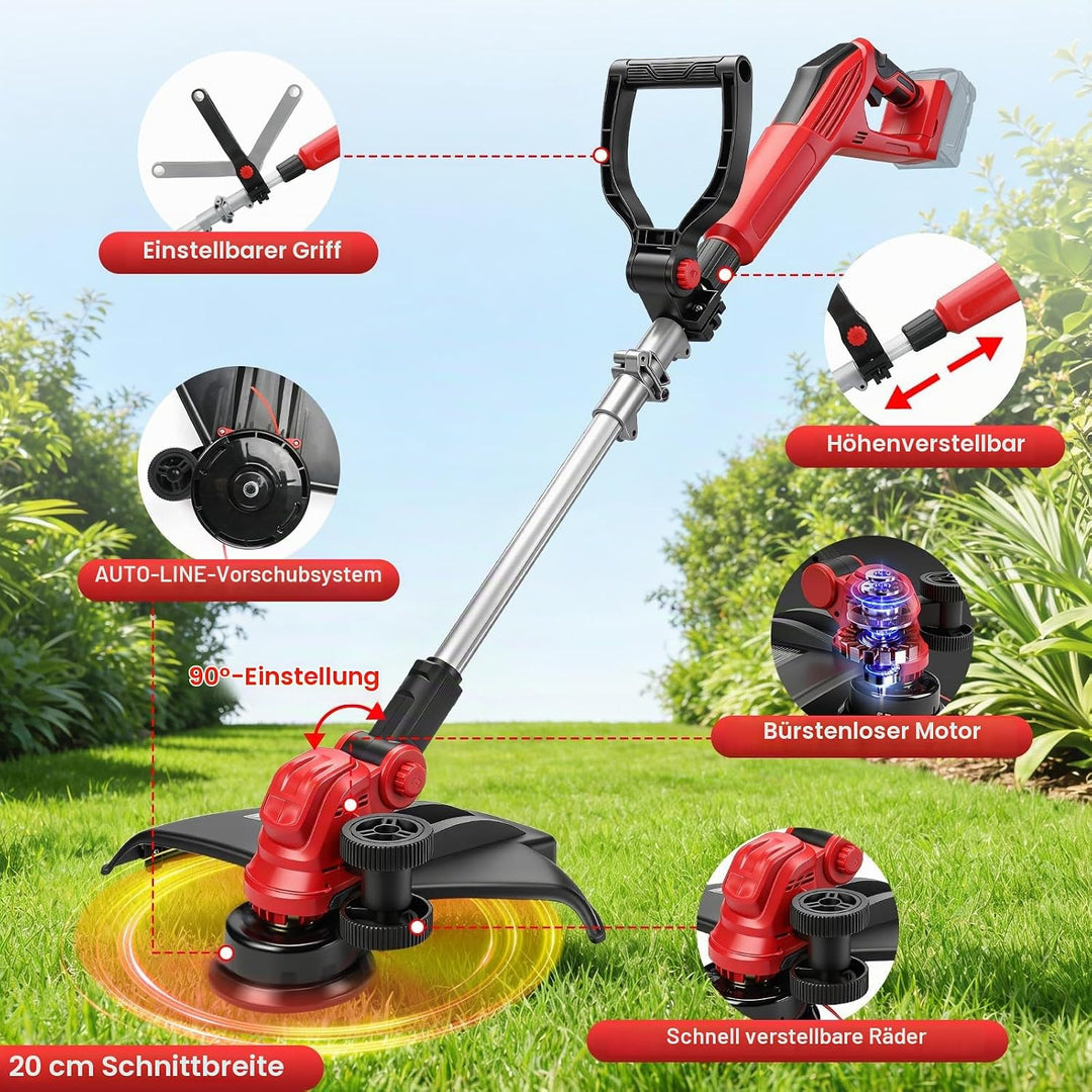 Akku Rasentrimmer kompatibel mit Milwaukee 18V Akku, 5-in-1 Bürstenloser Elektrischer Rasentrimmer,