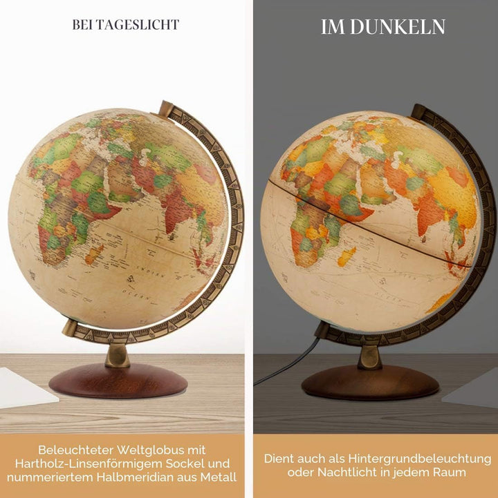 Waypoint Geographic Como Beleuchteter Globus – 30,5 cm Durchmesser, dekorativ, beleuchtet, antiker O