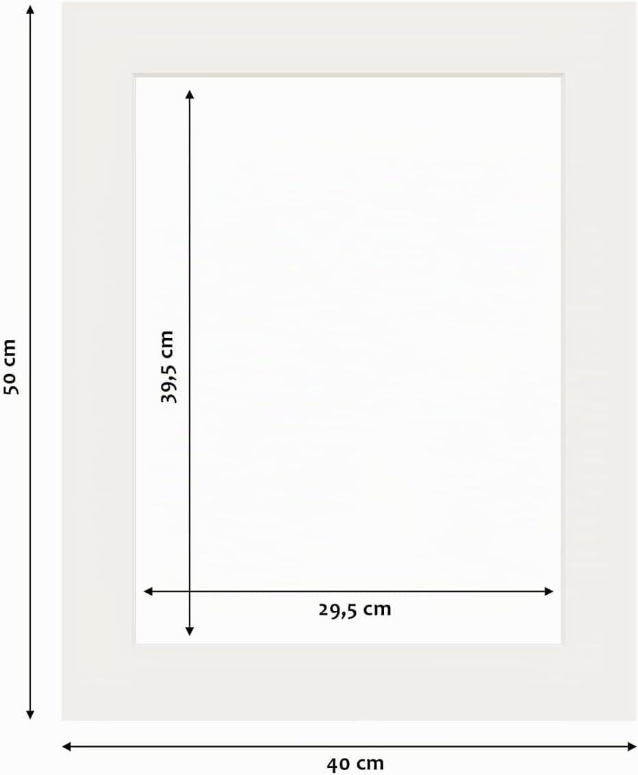 PHOTOLINI Passepartout 40x50 aussen für 30x40 innen, säurefrei 1,5 mm Passepartout Karton Creme-Weis