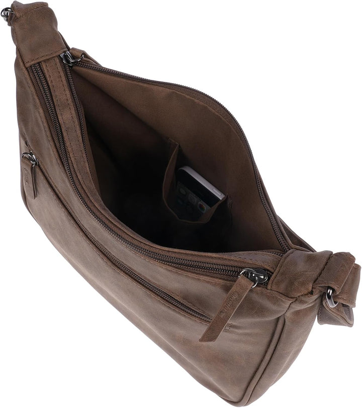 Christian Wippermann Damen Tasche Schultertasche Umhängetasche Crossover Bag Leder Optik Handtasche
