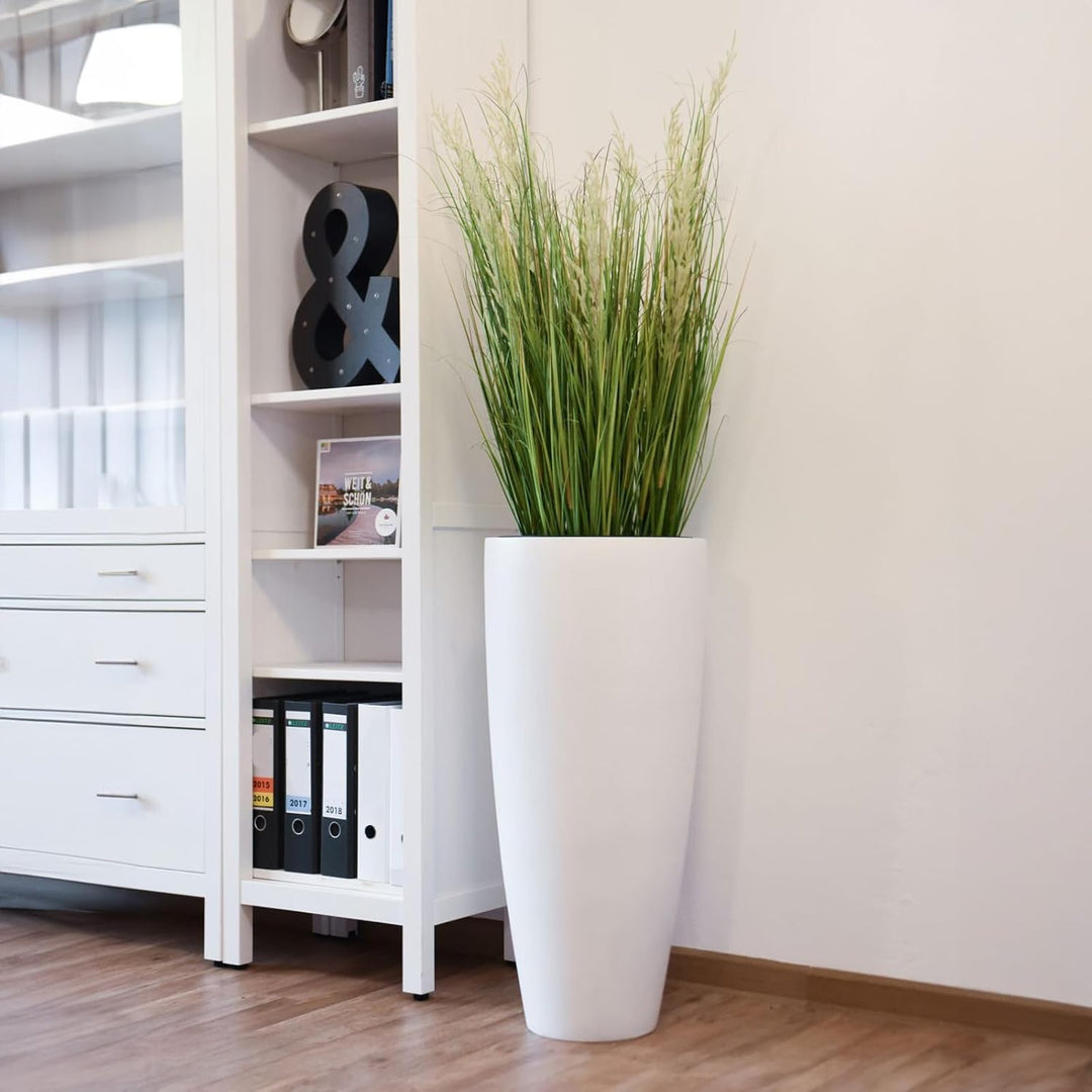 VIVANNO Pflanzkübel Pflanzgefäss Blumenkübel Fiberglas City Weiss matt - 80x37 80x37 cm Weiss Matt,