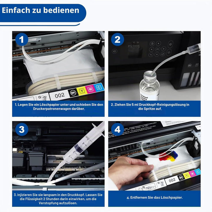 Druckkopfreinigungsset Düsenreiniger 200ml Druckkopfreinigungslösung Kompatibel mit HP Epson Canon S
