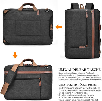 CoolBELL umwandelbar Aktentasche Rucksack Messenger Bag 15,6 Zoll Laptoptasche Herren Business Umhän