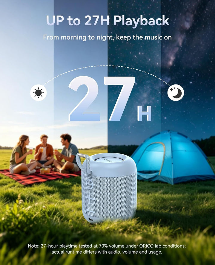 ORICO Bluetooth Lautsprecher Klein, Tragbar, 27H, 335g – BG01, Blau