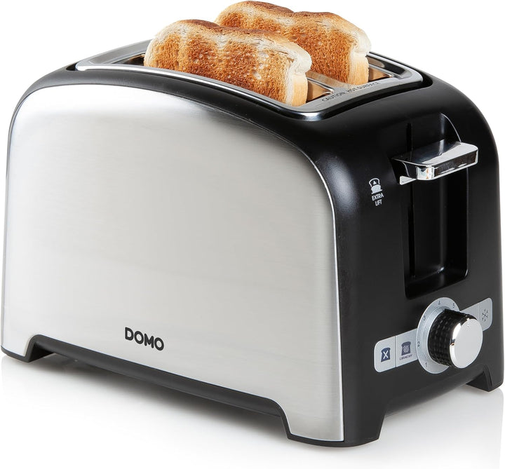 DOMO DO959T Toaster - für 2 Toasts - mit Röstaufsatz schwarz+Edelstahl