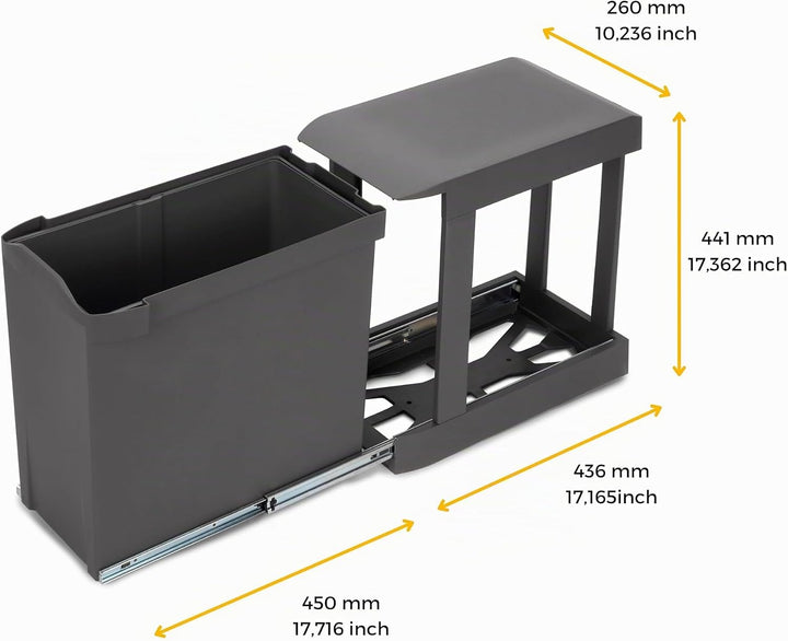 Emuca - Recyclingbehälter für Küche, 1 x 30 Liter, Unterseitigbefeistigung und automatische Extrakti