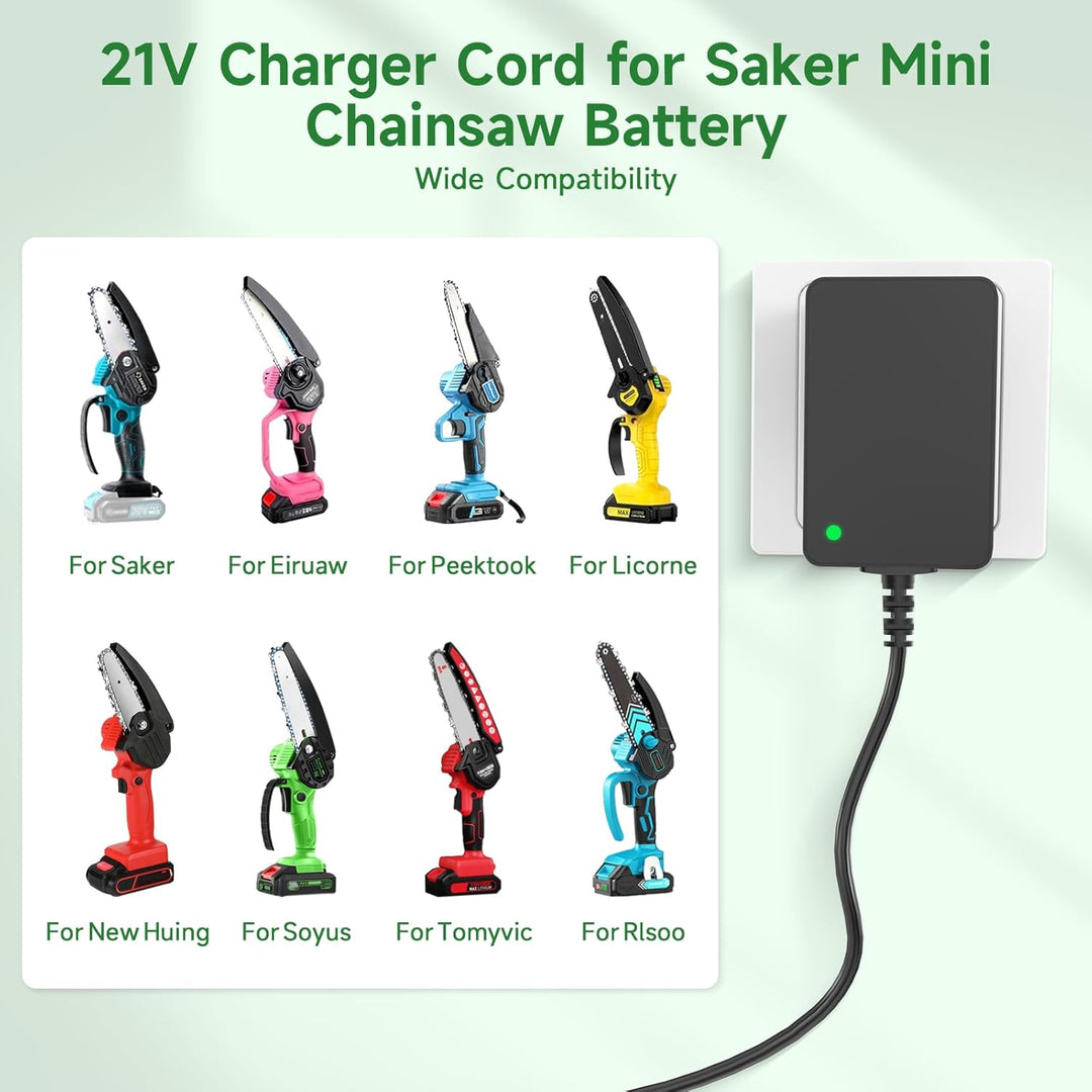 21V 1A Mini-Kettensäge-Akku-Ladegerät für Elektrowerkzeuge, kompatibel mit Seesi/Aker/Saker/Seyvum/O
