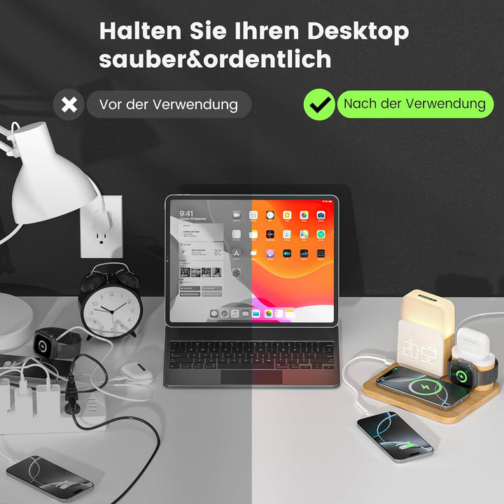 COLSUR 5 in 1 Ladestation für Apple Watch iPhone Airpods,15W Schnell Wireless Charger für iPhone 17/