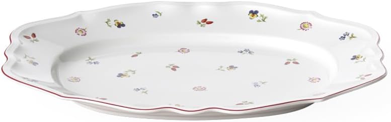 Villeroy und Boch Petite Fleur Platte oval, Premium Porzellan, 44 cm 44cm Weiss, 44cm Weiss