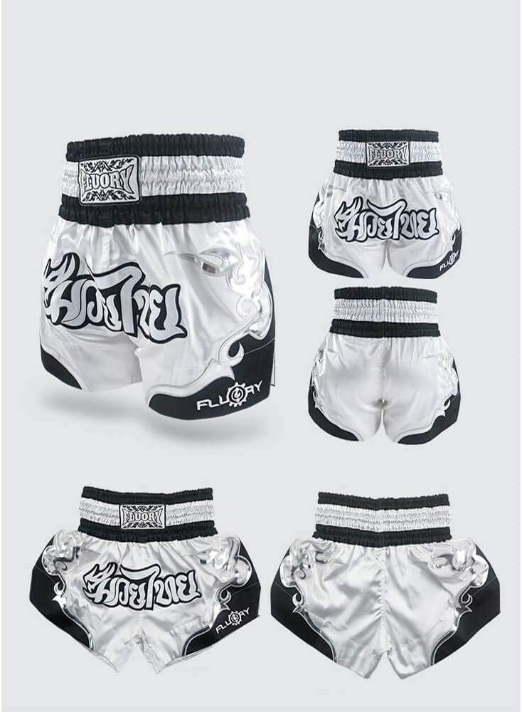 Fluory Muay Thai Shorts, reissfeste Boxshorts MMA Kampfkick Bekleidung für Männer Frauen Kinder Kamp