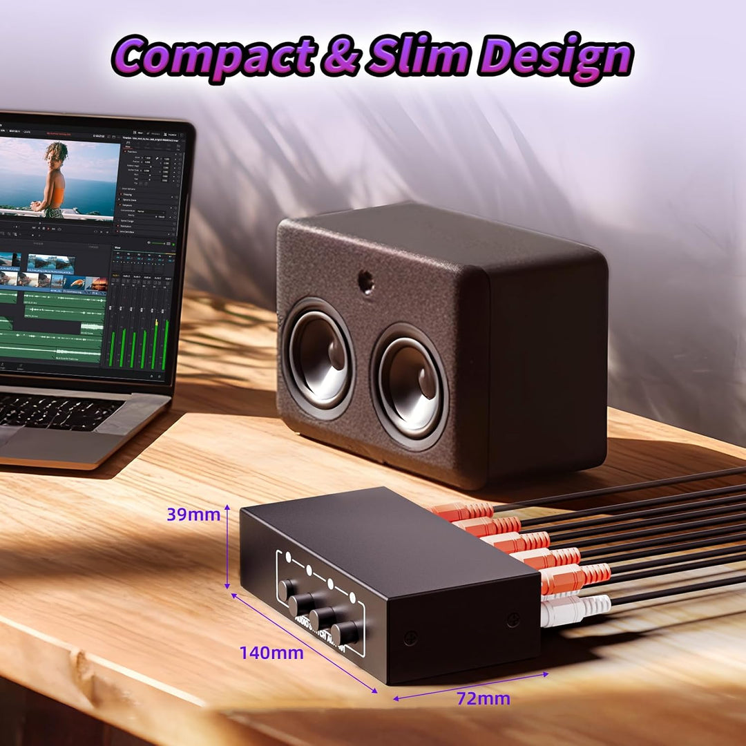 Audio Switch Box 4-Wege bidirektional, BolAAzuL 3,5mm Aux & RCA L/R Stereo Audio Switcher Selector 4