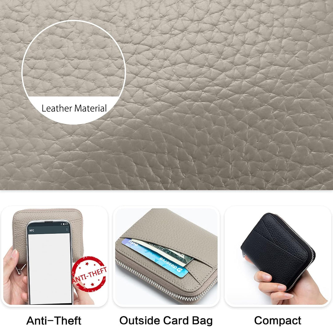PORRASSO Leder Münzbörse Kreditkartenetui Kartenetui mit RFID Ausleseschutz-Funktion Klein Geldbörse