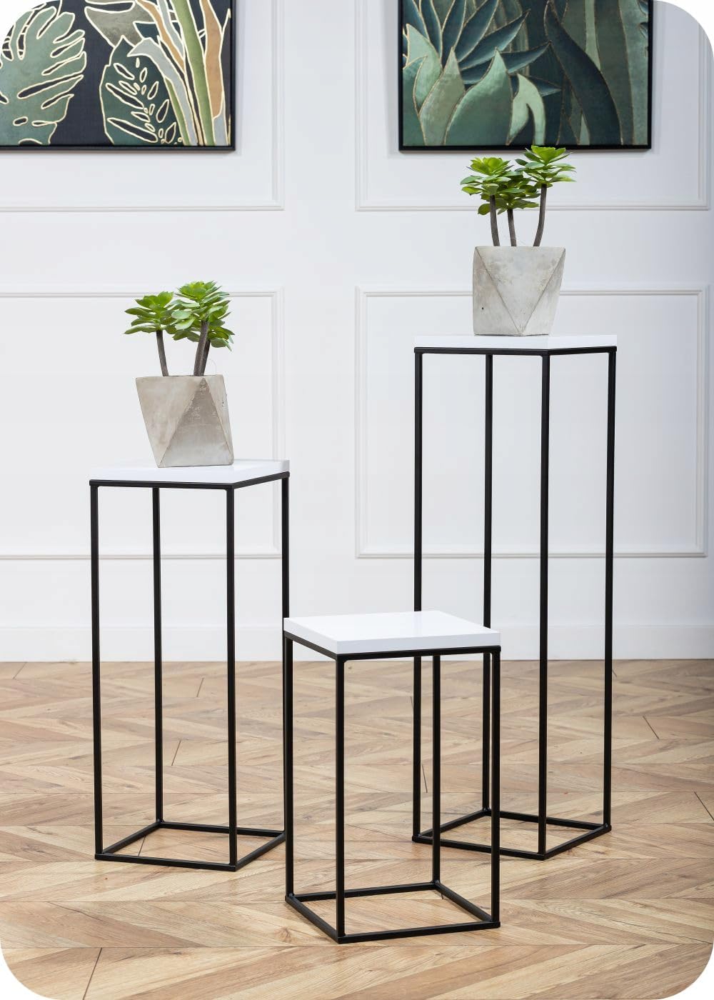 HowHomely Pflanzenständer Metall 40 cm Hoch - Stabiler und Fester Blumenhocker im Loft Stil - Blumen