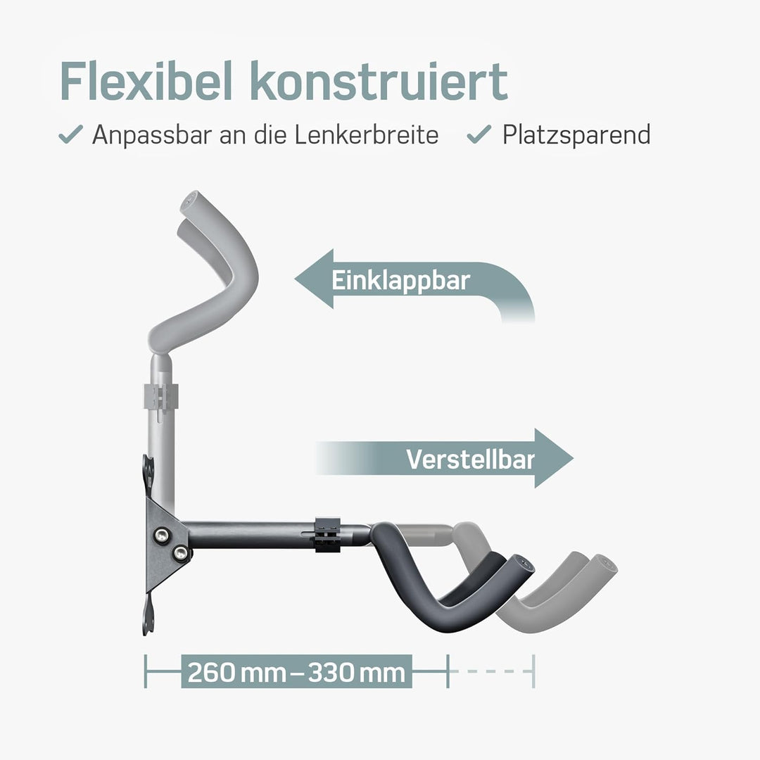Borgen Fahrrad Wandhalterung klappbar - Fahrradhalterung Wand bis 20kg Tragfähigkeit - Winkel und Wa