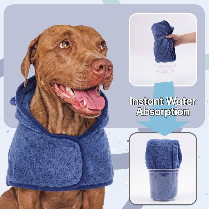 Hundetrocknungsmantel, Hundemantel zum Trocknen von Hunden, Blaue Hundetücher für mittlere Hunde, Mi