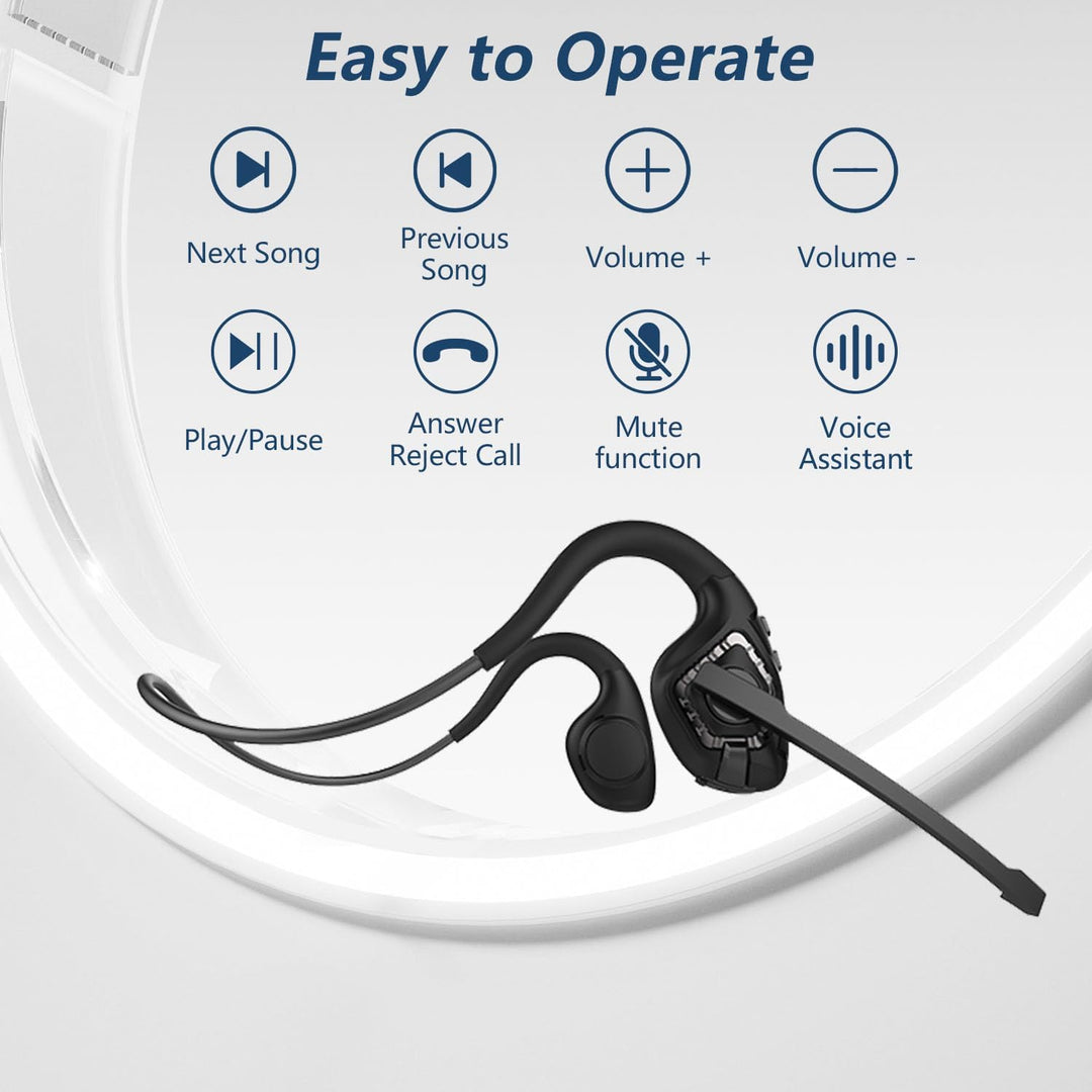 BANIGIPA Bluetooth-Headset mit Boom-Mikrofon, Kopfhörer mit offenem Ohr und Mikrofon mit Geräuschunt