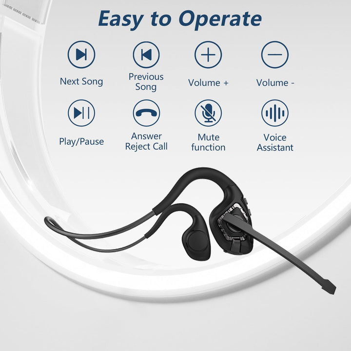 BANIGIPA Bluetooth-Headset mit Boom-Mikrofon, Kopfhörer mit offenem Ohr und Mikrofon mit Geräuschunt