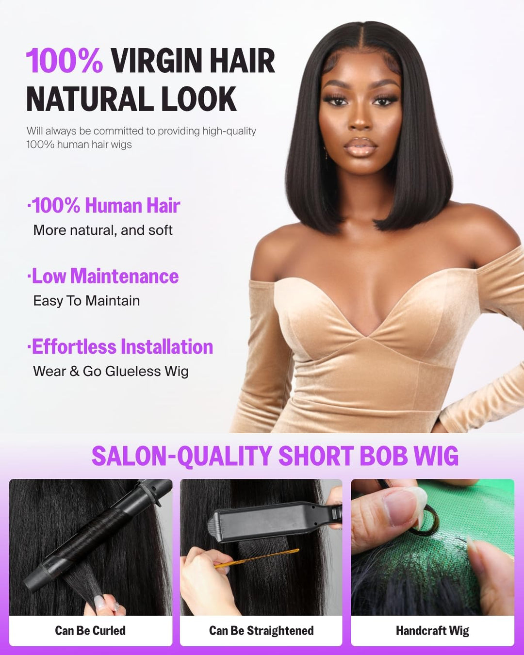 Wear and Go Glueless Bob Wig Human Hair For Black Echthaar Perücke Pre Cut 5x6 HD Lace Front Human H