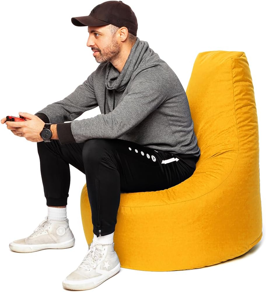 PATCH HOME Gamer Sessel Sitzsack inkl. Würfel Bean Bag Set Ø80cm, 30cm Sitzhöhe, 90cm Höhe + 35x35cm