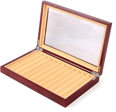 Futchoy Stiftebox aus Holz für 12 füller Stifte, Stifthalterbox mit Vitrine, Pen Display Organizer B