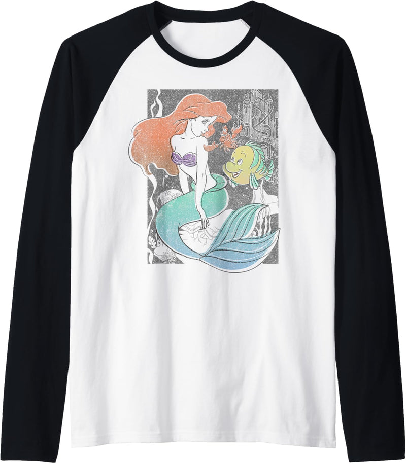 Disney The Little Mermaid Happy Ariel Sebastian Flounder Raglan