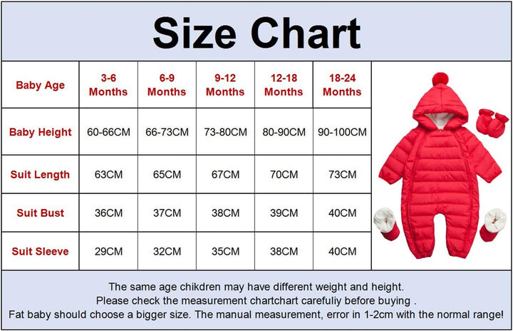 Baby Winter Overall Mit Kapuze Schneeanzüge Strampler Jungen Mädchen Spielanzug für 3-24 Monate 3-6