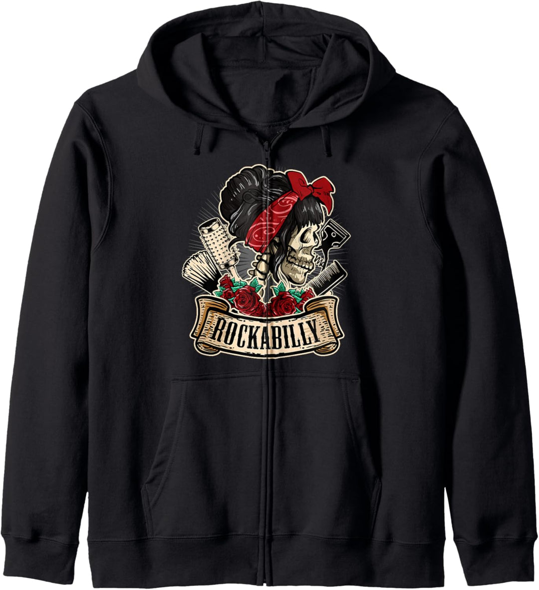Rockabilly Girl Skull Pin-Up Hairstylist Friseur Kapuzenjacke